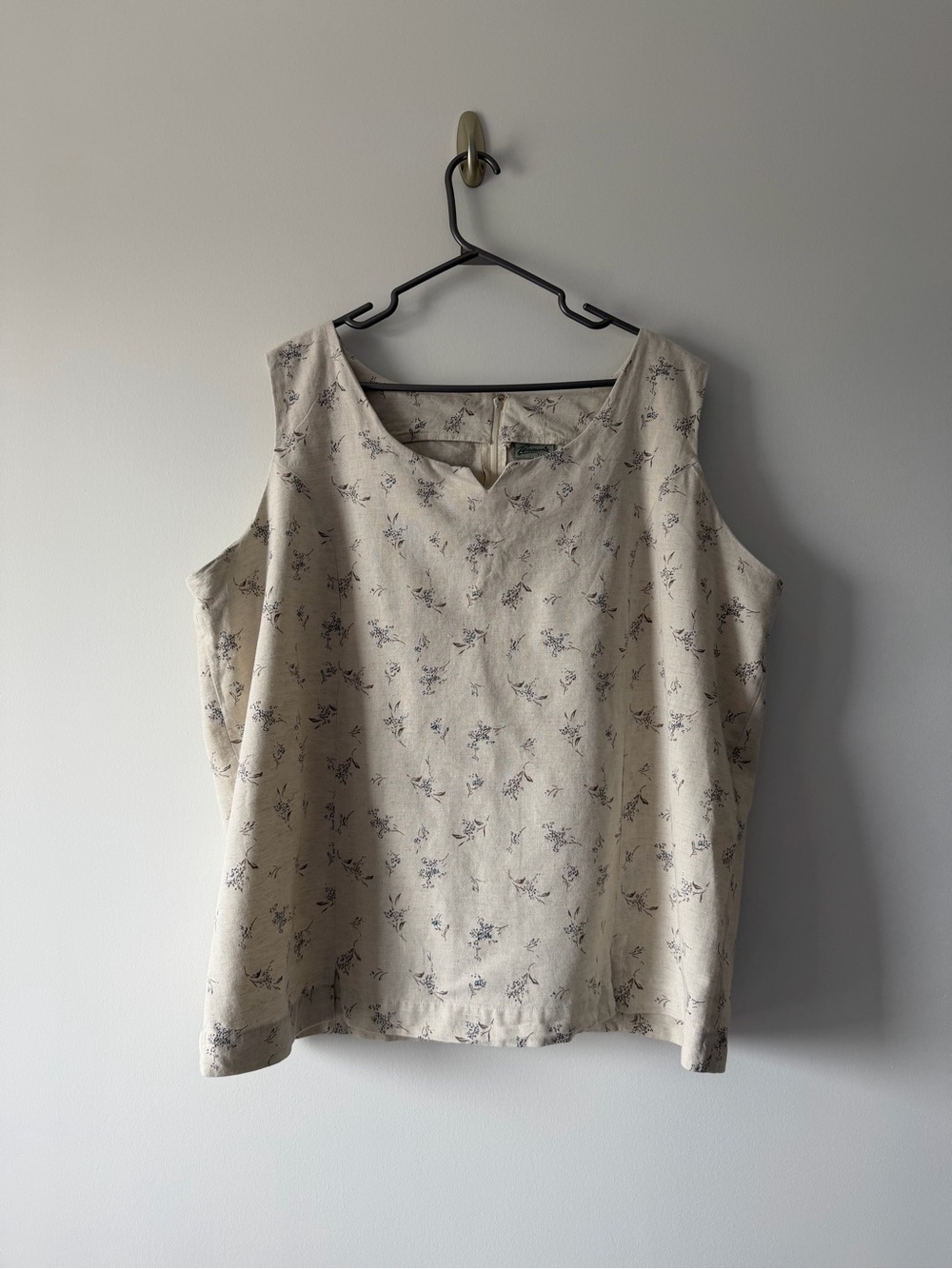 Linen and Cotton Floral Sleeveless Top